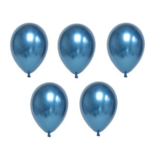 Набор воздушных шаров, 30 см, цвет: хром металлик синий, 5 шт., BOOMZEE