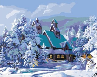 Картина по номерам «Зимний дом»