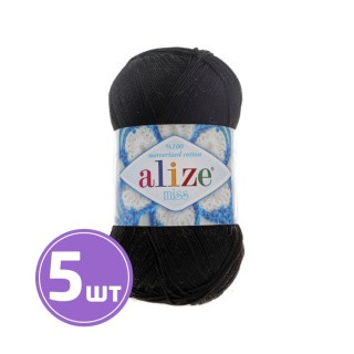 Пряжа ALIZE Miss (60), черный, 5 шт. по 50 г Пряжа ALIZE Miss (60), черный, 5 шт. по 50 г