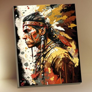 Картина по номерам с поталью «Индейский вождь»