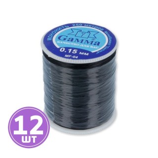 Мононить 0,15 мм, 100% нейлон, цвет черный, 12 шт. по 250 м, Gamma Мононить 0,15 мм, 100% нейлон, цвет черный, 12 шт. по 250 м, Gamma