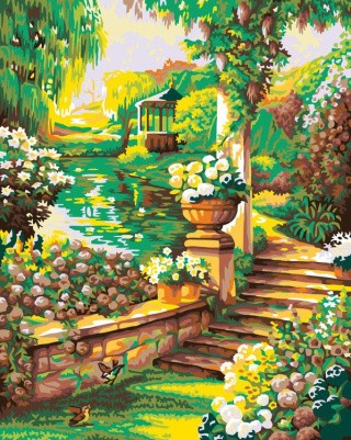 Картина по номерам «Пруд в саду»