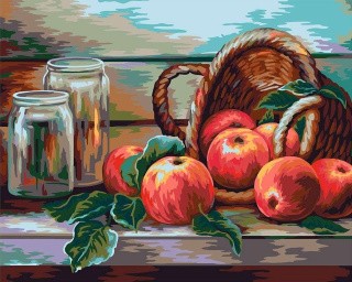 Картина по номерам по дереву «Натюрморт с яблоками. Жанна Когай»