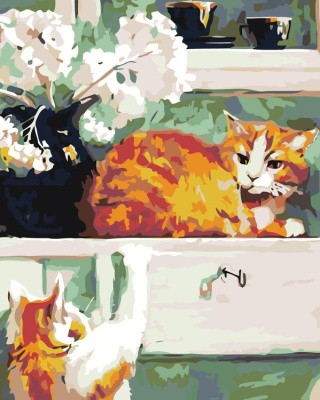 Картина по номерам «Два рыжих кота»