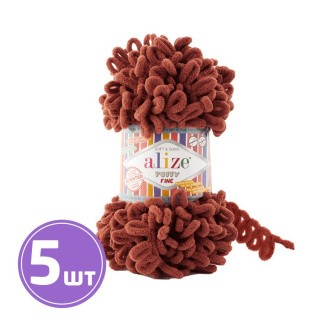 Пряжа ALIZE Puffy Fine 14 (90), красный терракот, 5 шт. по 100 г Пряжа ALIZE Puffy Fine 14 (90), красный терракот, 5 шт. по 100 г