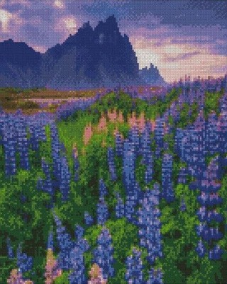 Алмазная вышивка «Поле в горах» Алмазная вышивка «Поле в горах»