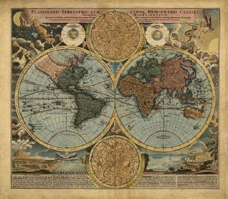 Рисунок на ткани «Карта 18 века»