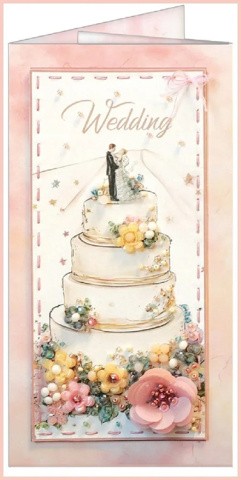 Набор для вышивания хрустальными бусинами открытка-конверт «Свадебный торт»