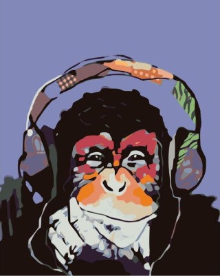 Картина по номерам «Шимпанзе в наушниках»