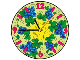 Витраж-раскраска «Часы. Виноград»