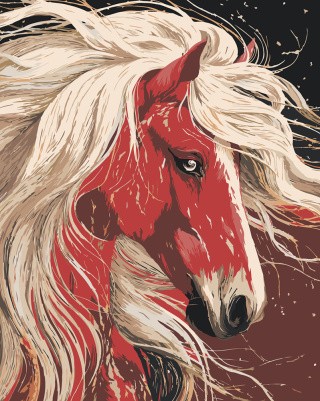 Картина по номерам Красная лошадь Символ нового года
