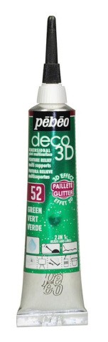 Краска акриловая Pebeo контур deco3D №2, цвет: зеленый с глиттером, 20 мл