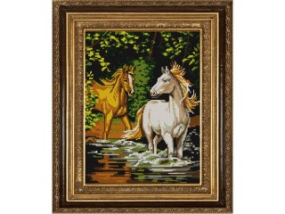 Рисунок на ткани «Пара лошадей»