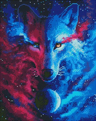 Алмазная вышивка «Красно-синий волк»