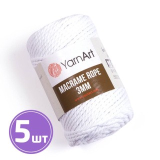 Пряжа YarnArt Macrame rope 3 мм (751), ультрабелый, 5 шт. по 250 г