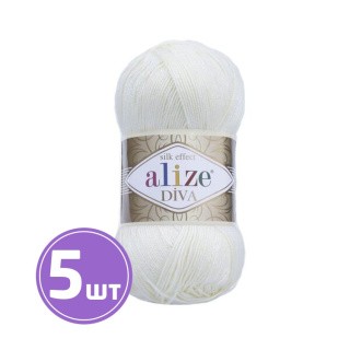 Пряжа ALIZE Diva Silk effekt (1055), ультра белый, 5 шт. по 100 г Пряжа ALIZE Diva Silk effekt (1055), ультра белый, 5 шт. по 100 г