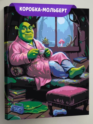 Картина по номерам Шрек в розовом халате