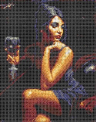 Рисунок на ткани «Дама с бокалом»