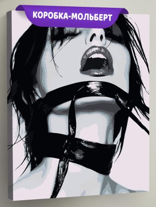 Картина по номерам «Девушка с ошейником чб, бдсм 40x50»