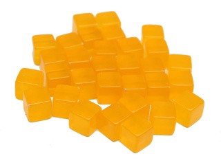 Кубик прозрачный 1х1 см, в ассортименте, акрил желтый, 1 шт.