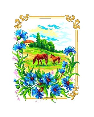 Рисунок на ткани «Васильки»