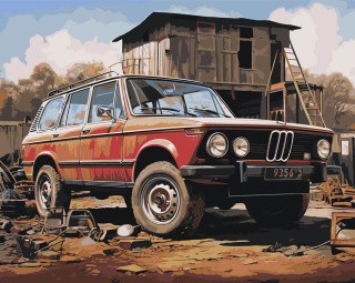 Картина по номерам «Машины: Красный джип БМВ»