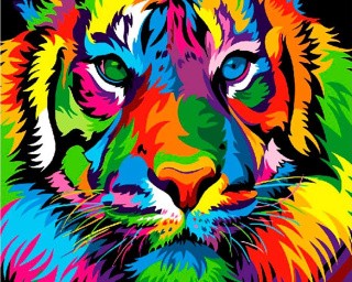 Картина по номерам «Разноцветный тигр» Картина по номерам «Разноцветный тигр»