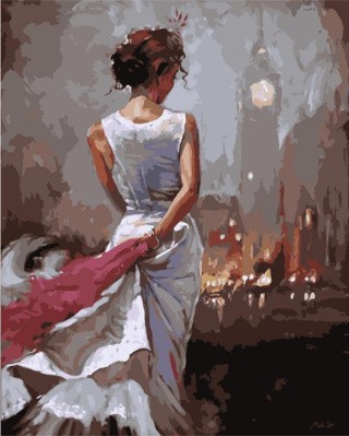 Картина по номерам «Девушка в белом платье»