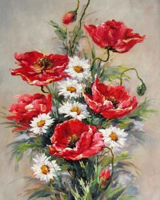 Картина по номерам «Букет маков с ромашками» Картина по номерам «Букет маков с ромашками»