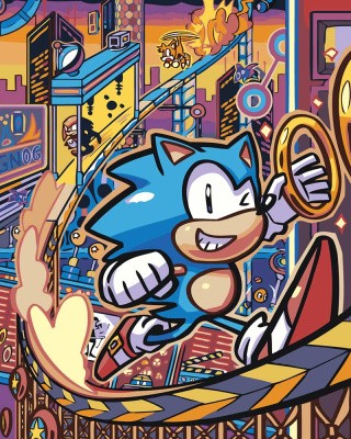 Картина по номерам «Игра Соник Sonic: ёж и кольца в городе» Картина по номерам «Игра Соник Sonic: ёж и кольца в городе»