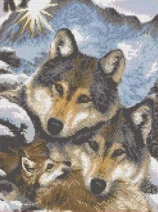 Рисунок на ткани «Семья волков»