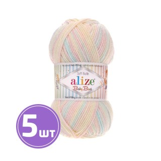 Пряжа ALIZE Baby best batik (6655), св.желтый-мятный-св.лиловый, 5 шт. по 100 г Пряжа ALIZE Baby best batik (6655), св.желтый-мятный-св.лиловый, 5 шт. по 100 г