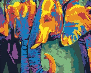 Картина по номерам «Разноцветные слоны» Картина по номерам «Разноцветные слоны»