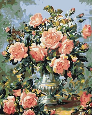 Картина по номерам «Розы в вазе»
