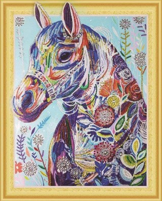 Алмазная вышивка 5D «Разноцветная лошадь»