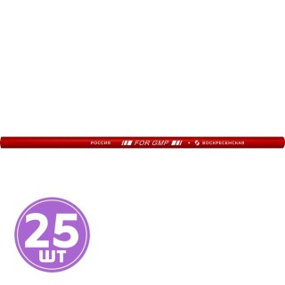 Карандаш для письма по стеклу, металлу, пластику «For GMP», 2М (2B), незаточенные, 25 шт., цвет: красный, ВКФ