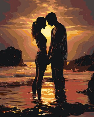 Картина по номерам «Море: Влюбленная пара в воде 2»
