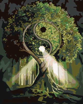 Картина по номерам «Древо Инь и Янь. Ночь»
