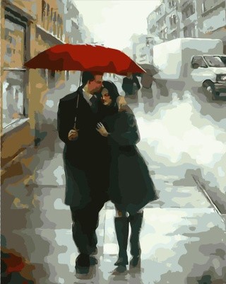 Картина по номерам «Красный зонт»