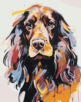 Картина по номерам «Собака Спаниель красочный арт»