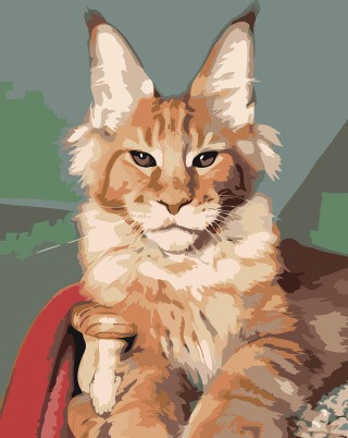 Картина по номерам «Коты и кошки: рыжий котик мейн-кун» Картина по номерам «Коты и кошки: рыжий котик мейн-кун»