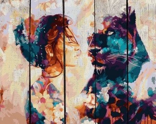 Картина по номерам по дереву RADUGA «Девушка с пантерой»