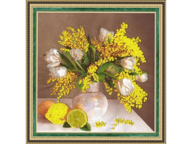 Набор вышивки бисером «Мимоза и тюльпаны» — картинка 2