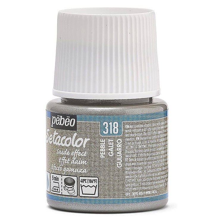 Краска для темных и светлых тканей с эффектом замши Setacolor, цвет: серая галька, 45 мл, Pebeo — картинка 3