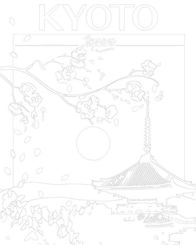 Картина по номерам «Япония, Киото: сакура и храм на восходе» — картинка 3