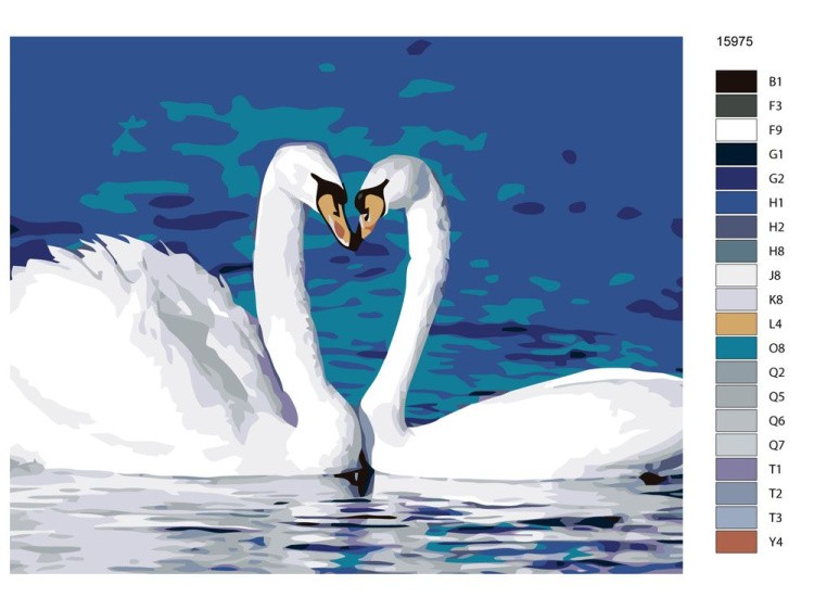 Картина по номерам «Лебединая пара» — картинка 2