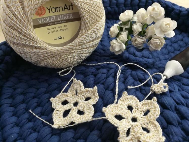 Пряжа YarnArt Violet Lurex (15020), вишневый-серебристый, 5 шт. по 50 г — картинка 2