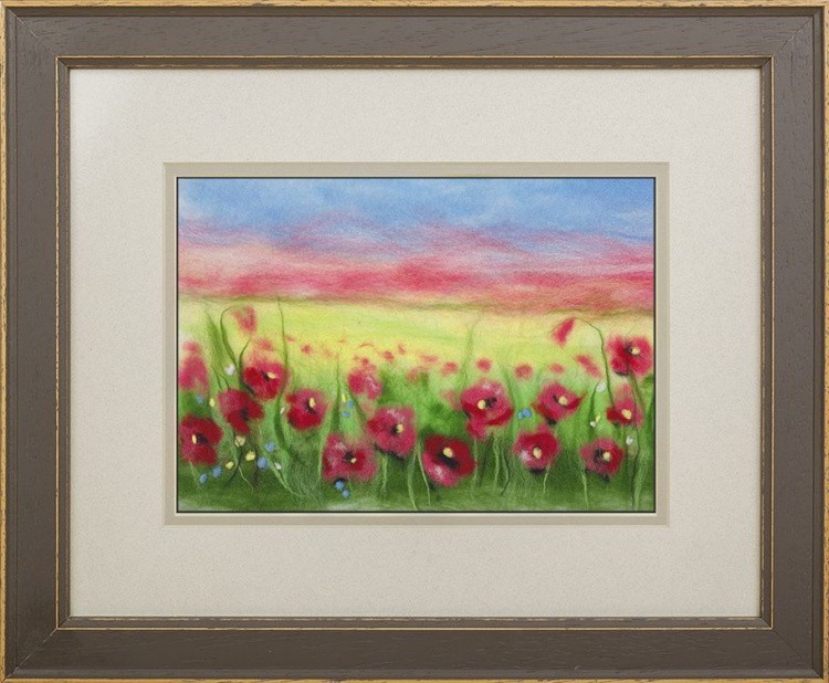 Картина шерстью «Маковая полянка» — картинка 2