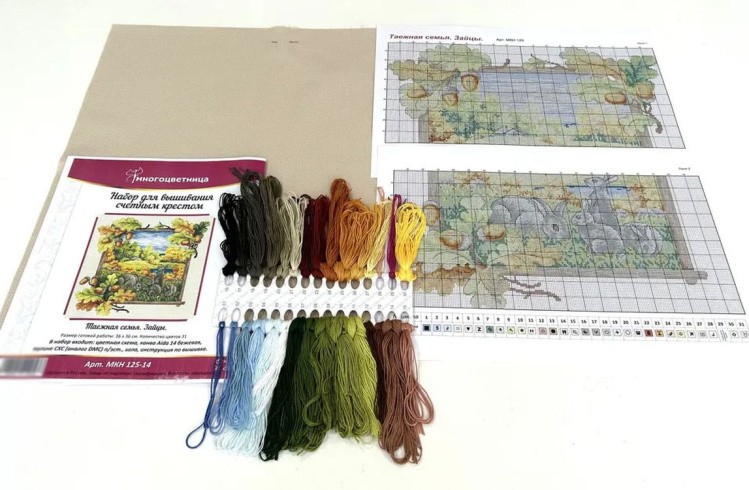 Набор для вышивания «Таежная семья. Зайцы» — картинка 3