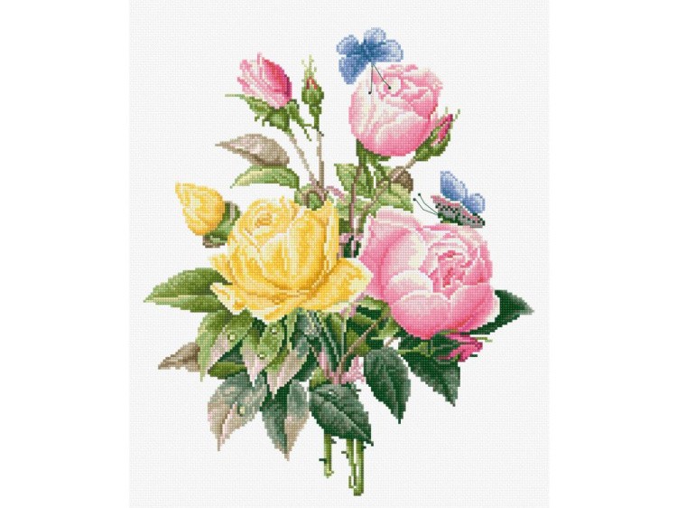 Набор для вышивания «Желтые розы и бенгальские розы»